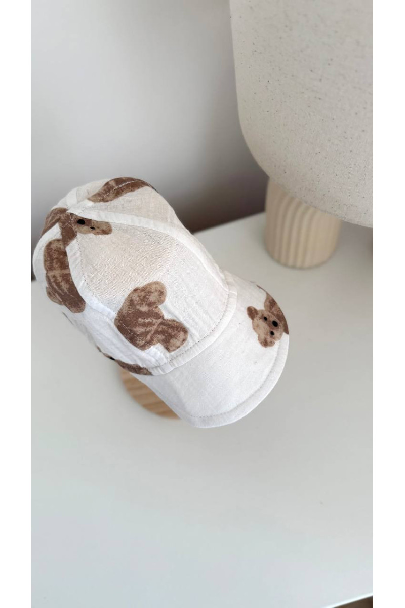 Casquettes bébé & enfant en  coton 100 % imprimée oursons – liens à nouer, chapeau d’été léger