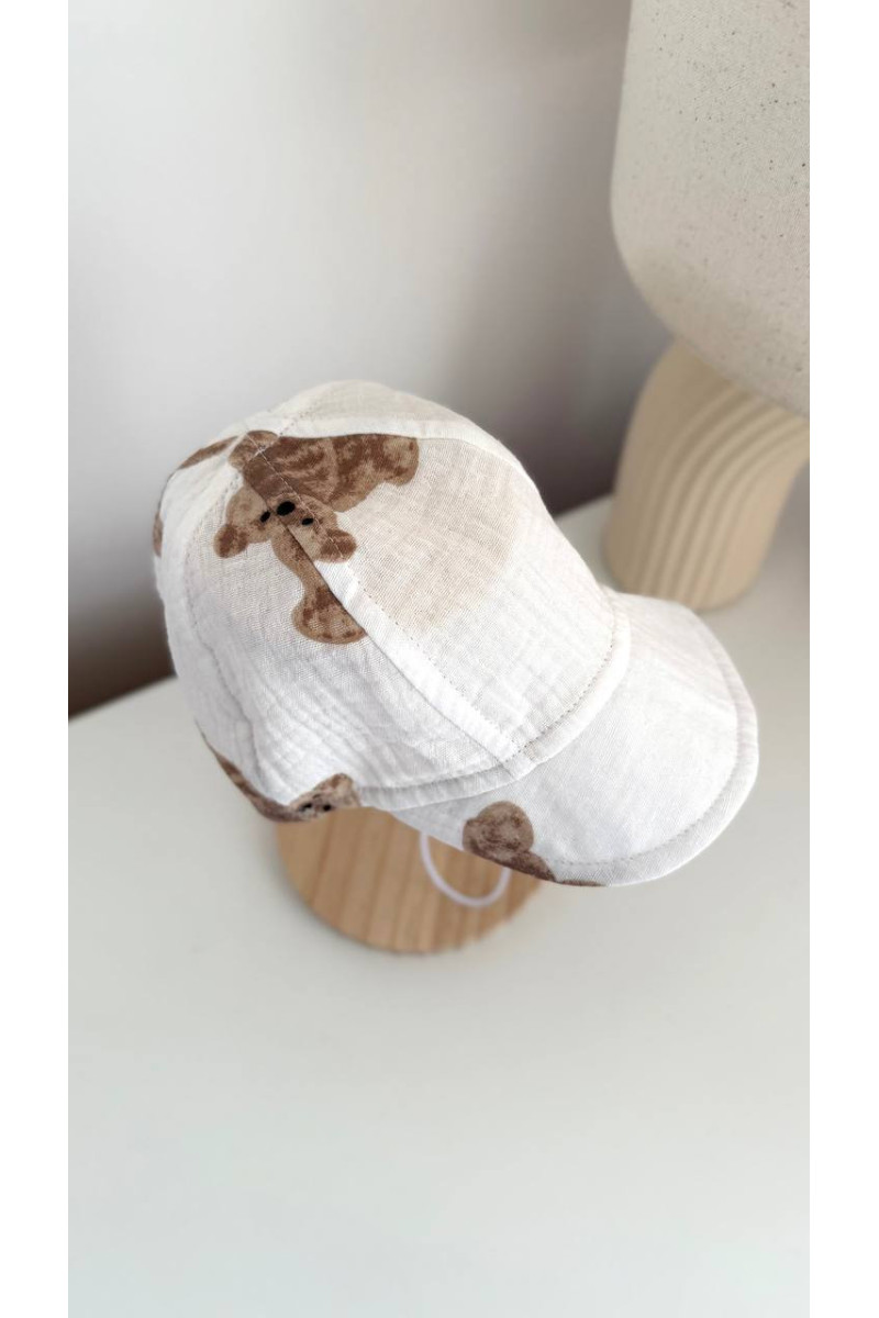 Casquettes bébé & enfant en  coton 100 % imprimée oursons – liens à nouer, chapeau d’été léger