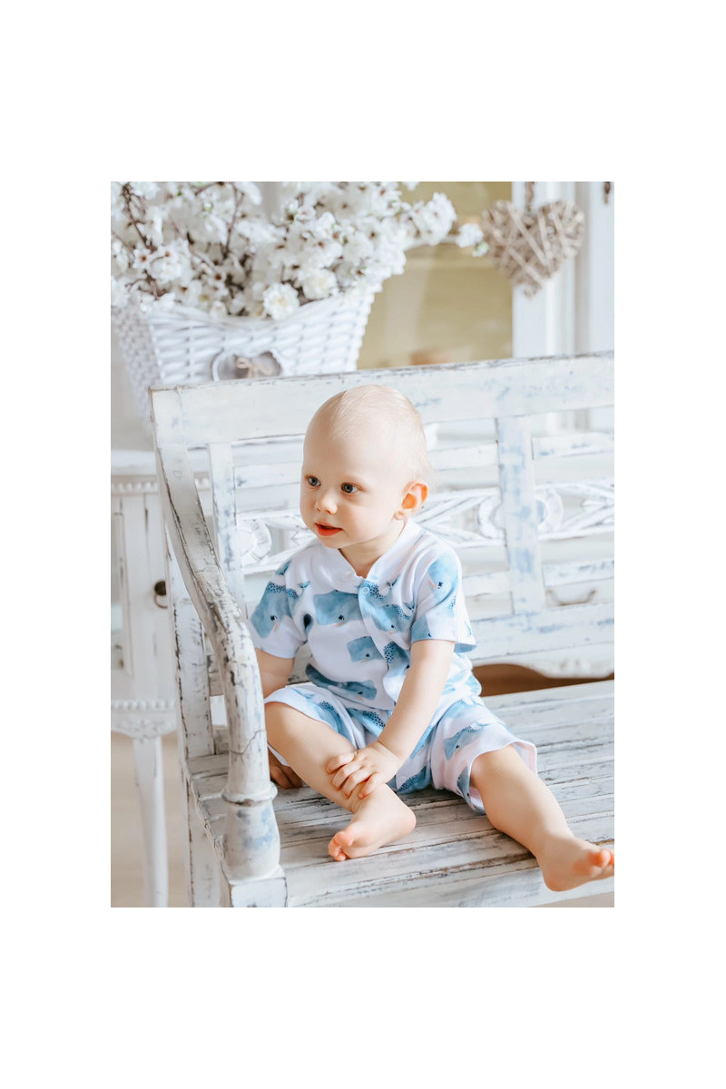 Combi-short Bébé en Coton – Fait Main pour l'Été