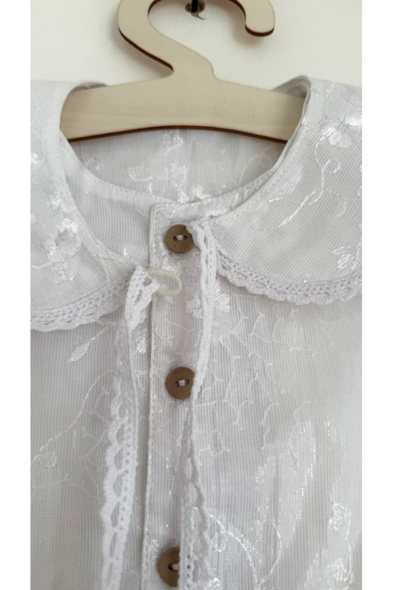 Robe bébé et enfant en batiste avec col amovible  blanc avec broderie – Taille 62 à 122