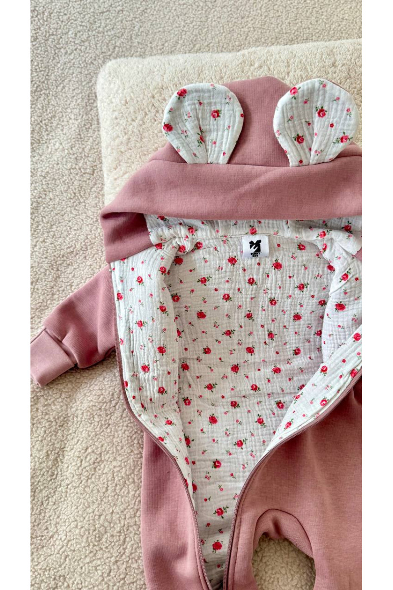 Combinaison en polaire avec doublure en mousseline pour bébé fleurs