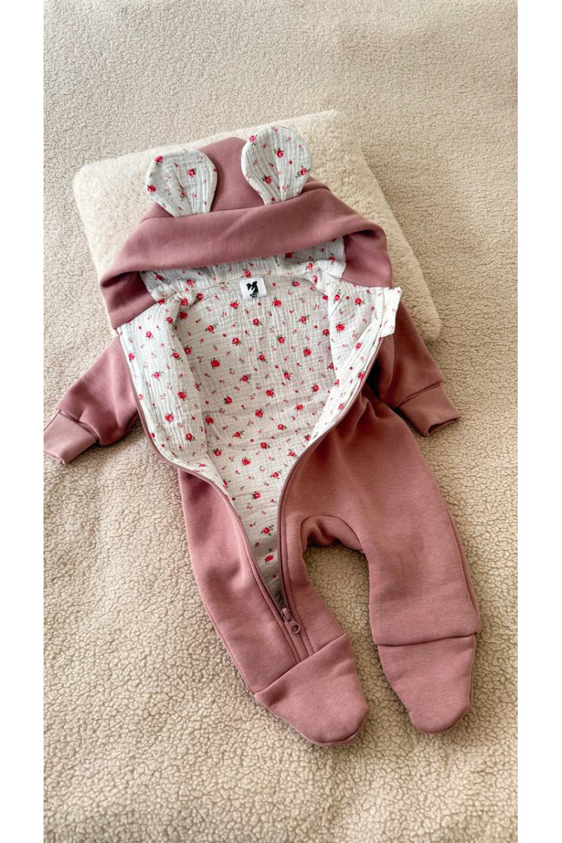 Combinaison en polaire avec doublure en mousseline pour bébé fleurs Combinaison en polaire avec doublure en mousseline pour bébé fleurs