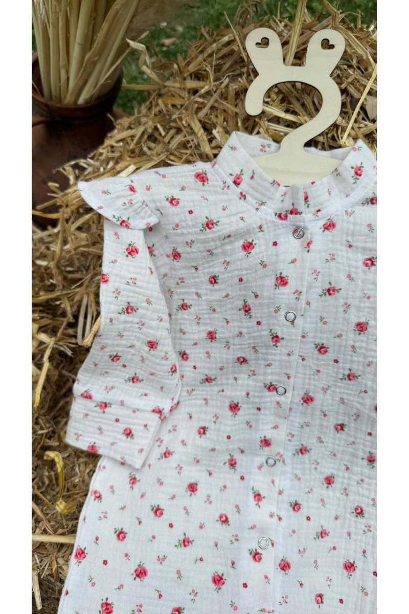COMBINAISON EN double gaze de coton roses