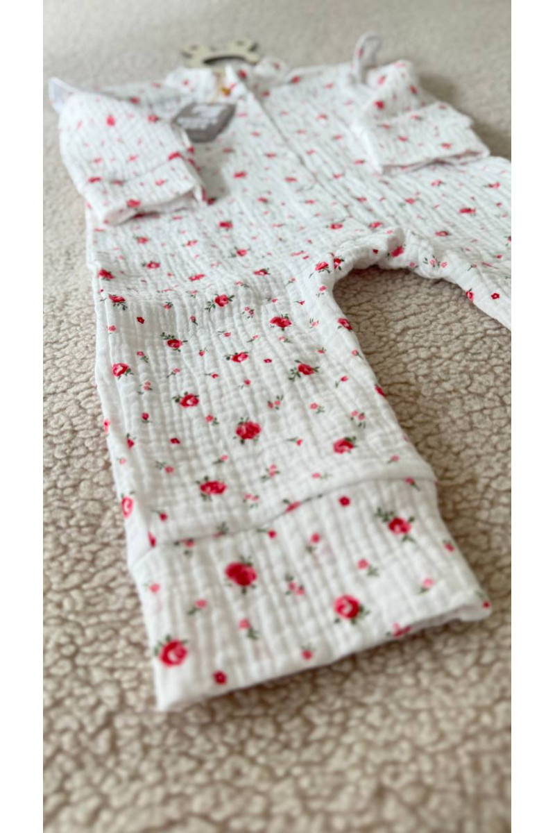 COMBINAISON EN double gaze de coton roses