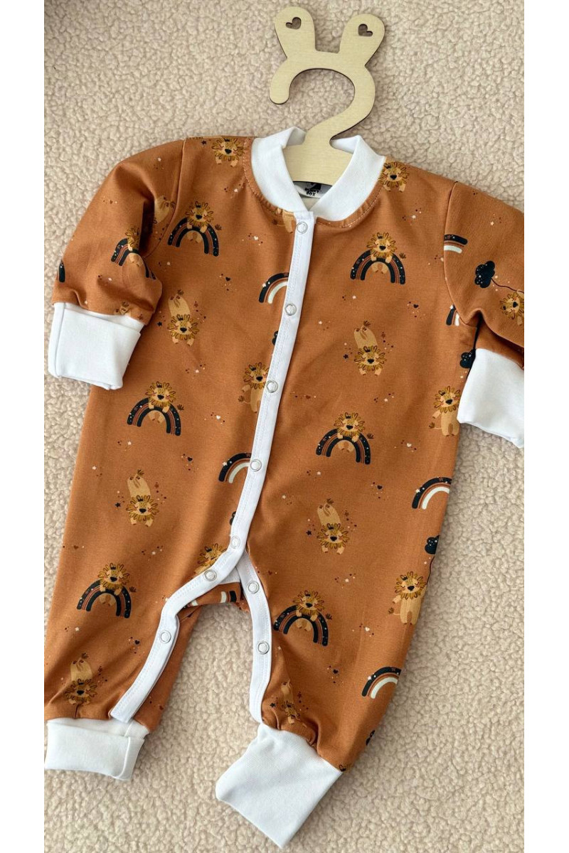 Pyjama Grenouillère bébé en coton imprimé de lions