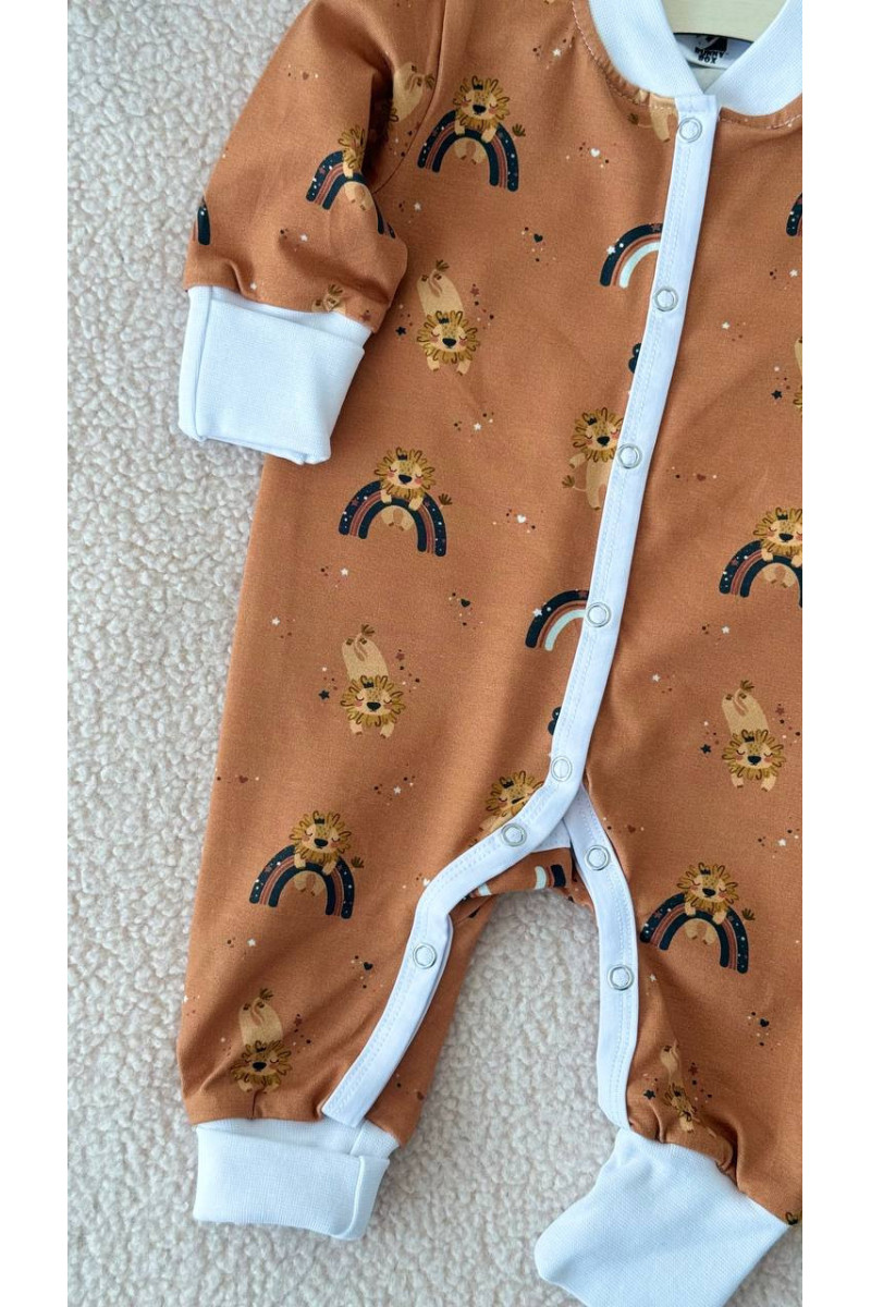 Pyjama Grenouillère bébé en coton imprimé de lions