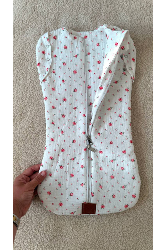 Gigoteuse emmaillotage  bébé TOG 2  en double gaze de coton  imprimé rose – Fait main