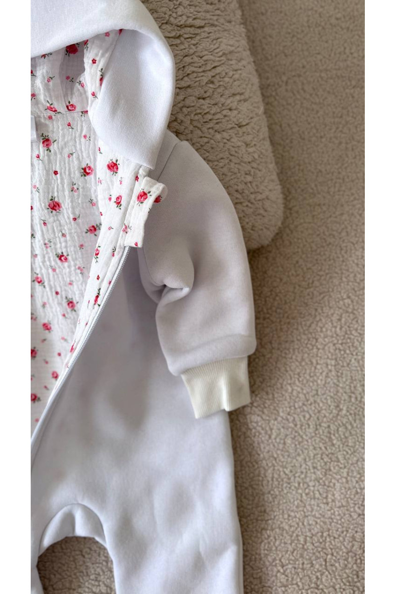 Combinaison en polaire MICKEY avec doublure en mousseline pour bébé fieurs