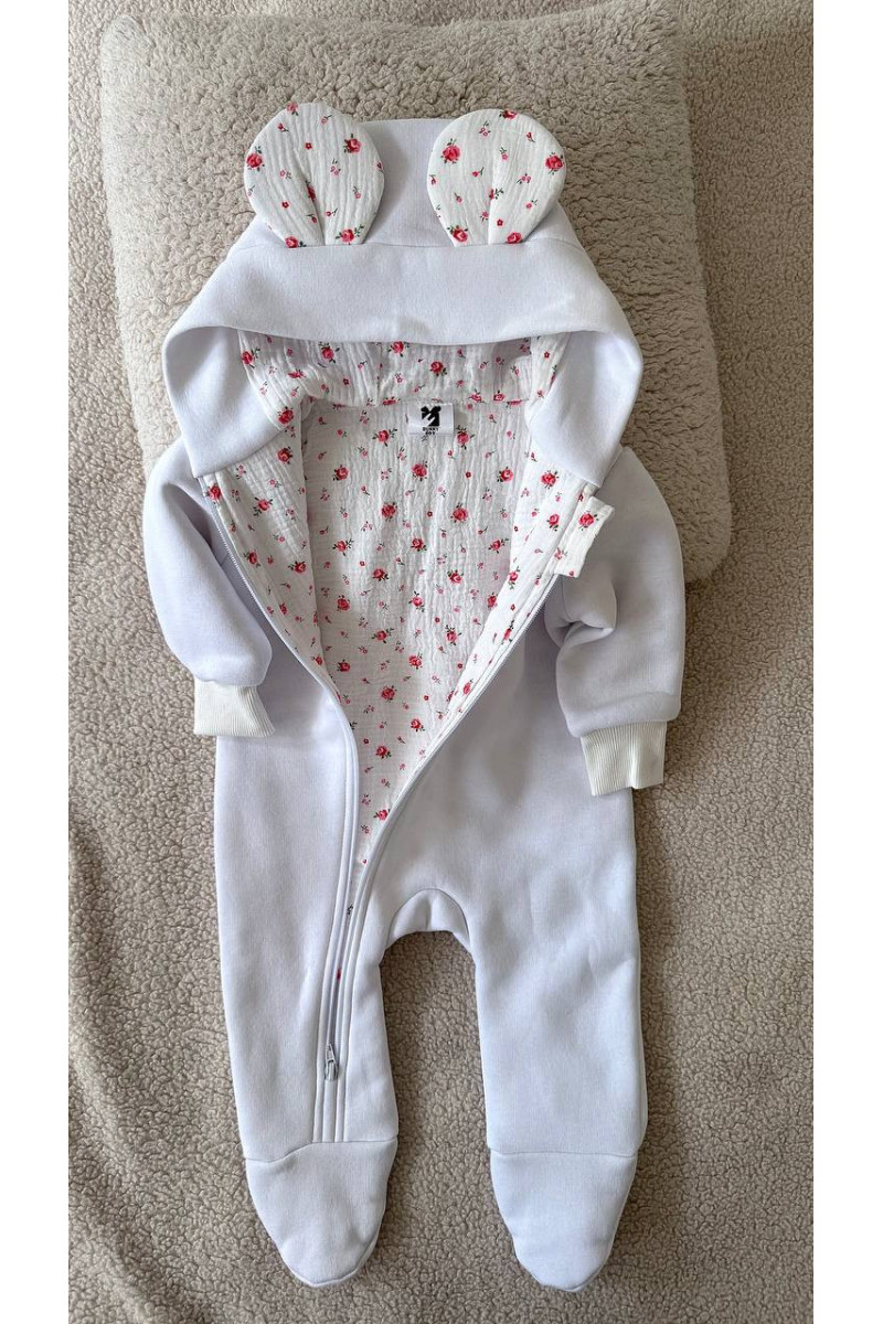 Combinaison en polaire MICKEY avec doublure en mousseline pour bébé fieurs