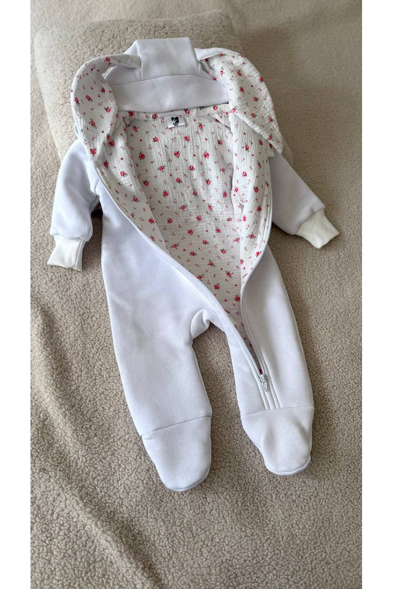 Combinaison en polaire BUNNY avec doublure en mousseline pour bébé fieurs