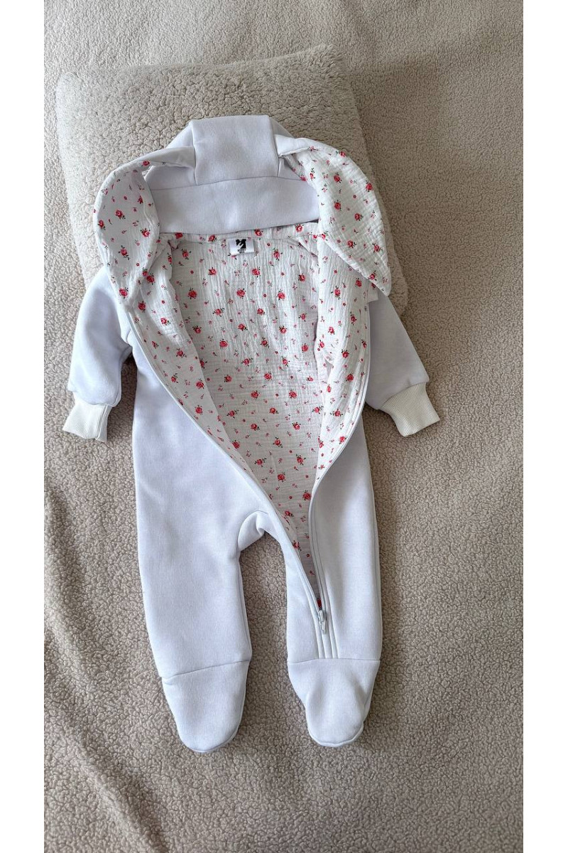 Combinaison en polaire BUNNY avec doublure en mousseline pour bébé fieurs