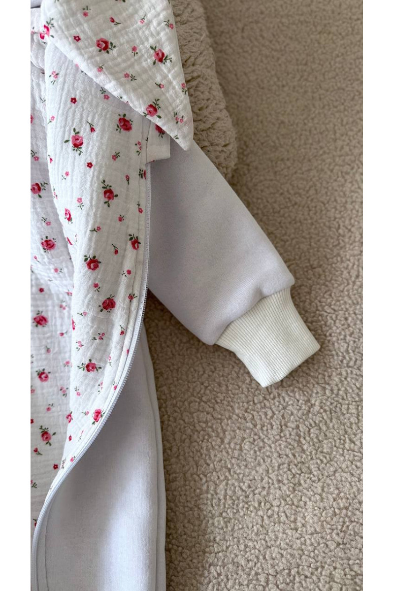 Combinaison en polaire BUNNY avec doublure en mousseline pour bébé fieurs