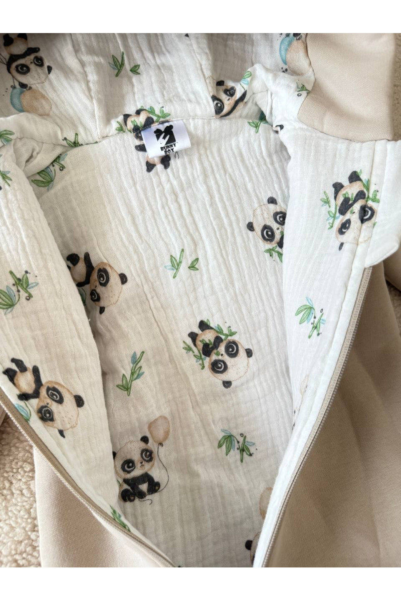 Combinaison "panda" en polaire avec doublure en mousseline pour bébé