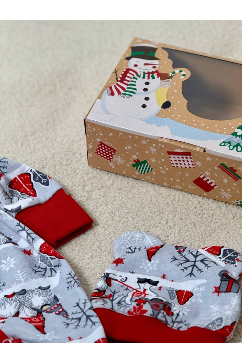 Coffret cadeau de Noël pour bébé – Pyjama chaud avec bonnet
