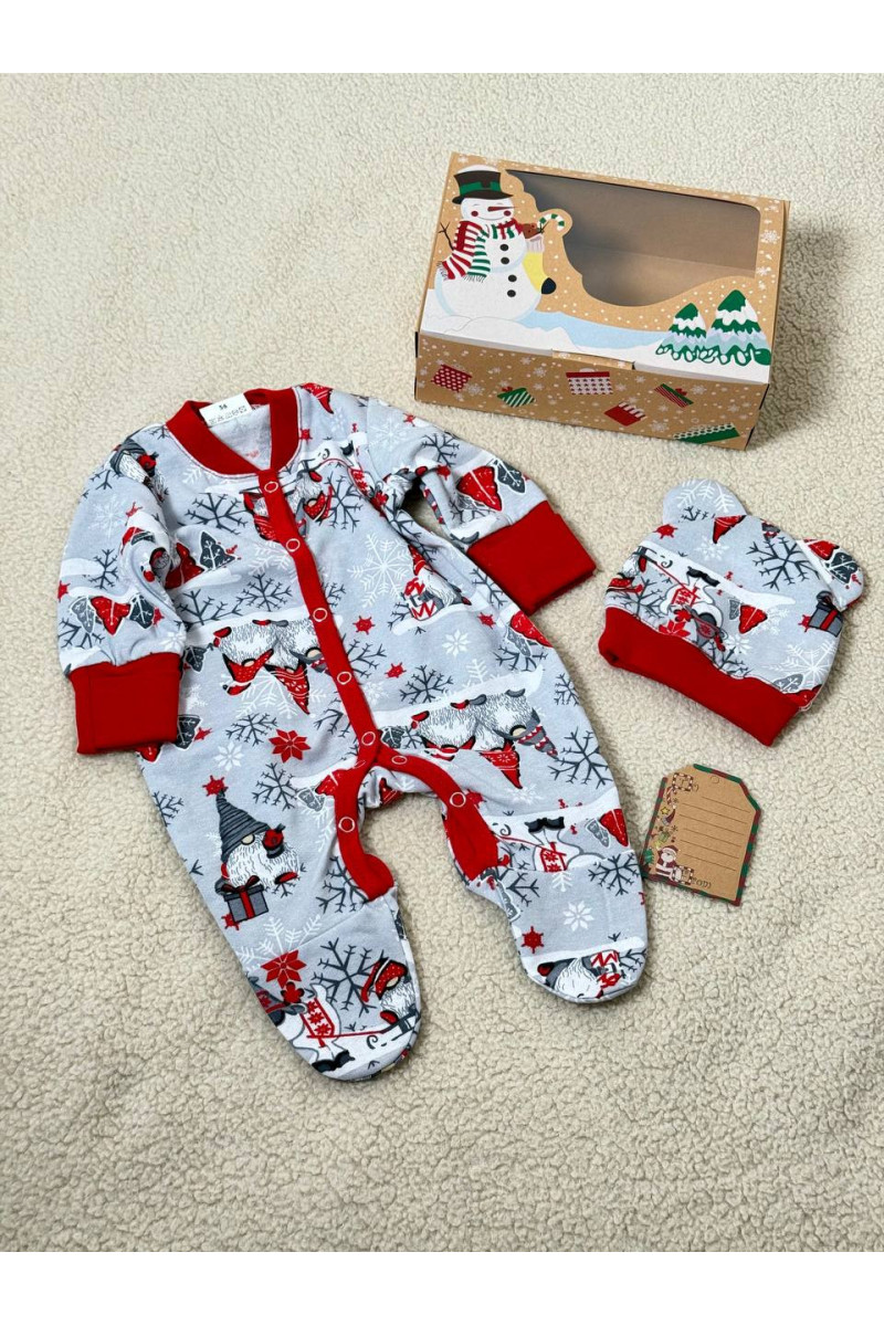 Coffret cadeau de Noël pour bébé – Pyjama chaud avec bonnet