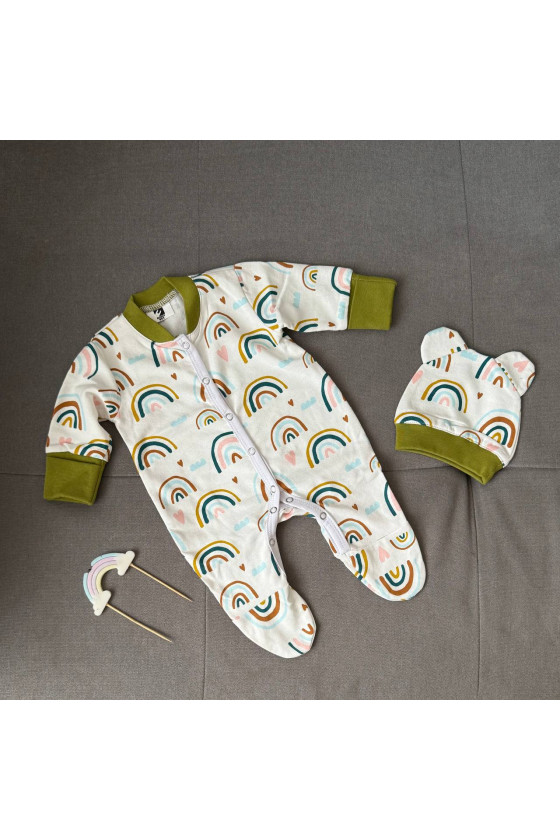 Pyjama bébé chaud  100% coton avec bonnet – Doux, confortable