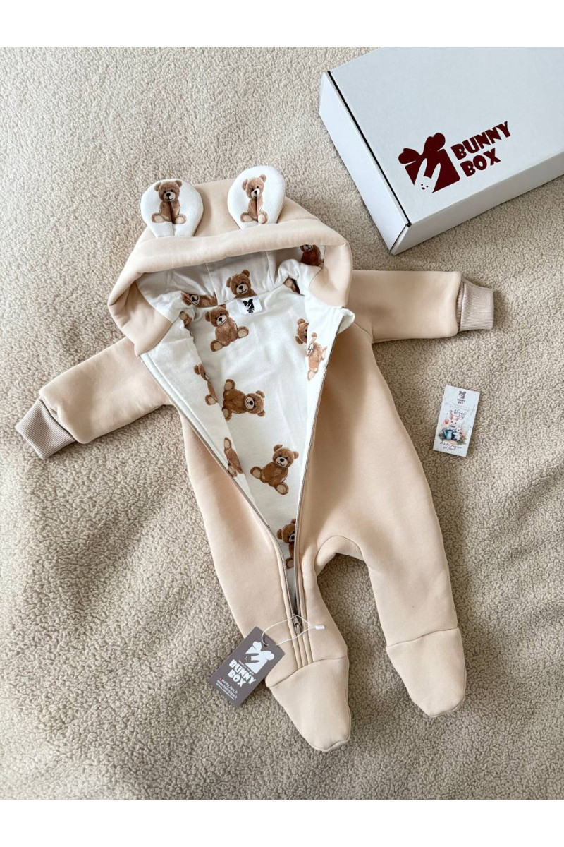 Combinaison chaude bébé "Ourson d’Automne" – faite main