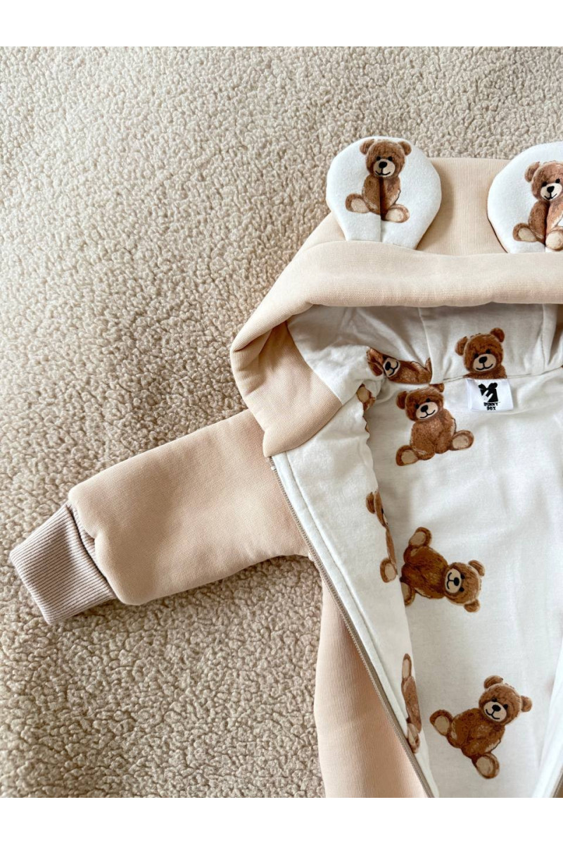 Combinaison chaude bébé "Ourson d’Automne" – faite main
