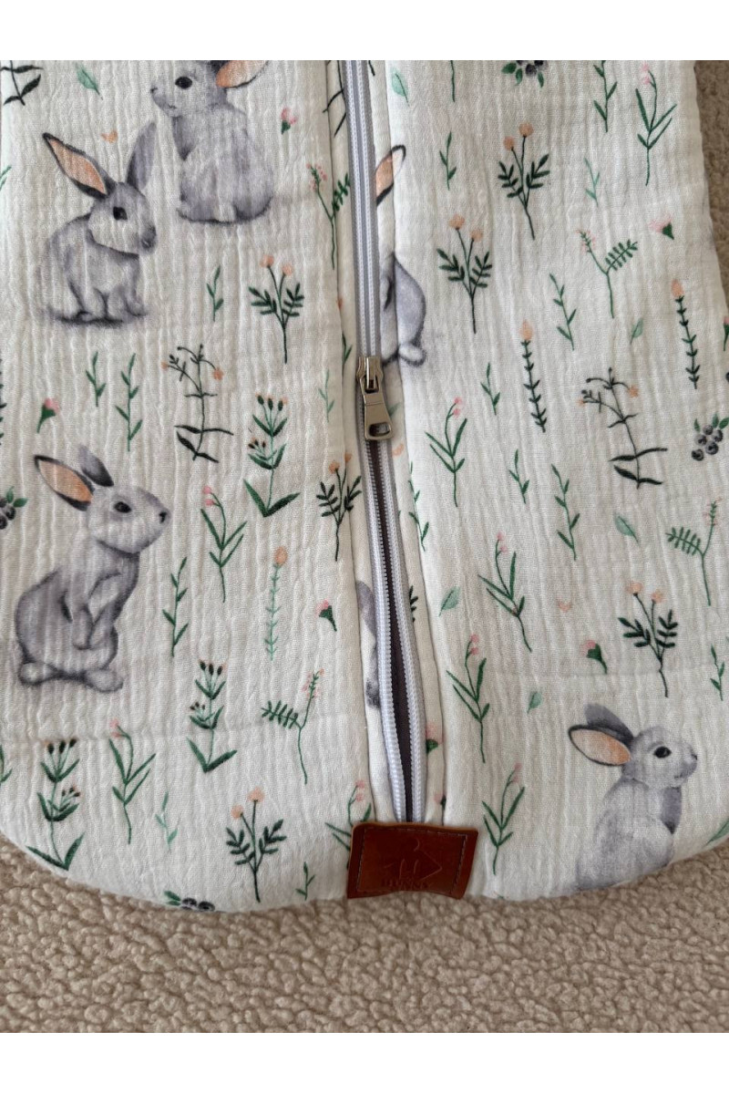 Gigoteuse emmaillotage  bébé TOG 2 en double gaze de coton  imprimé lapin – Fait main