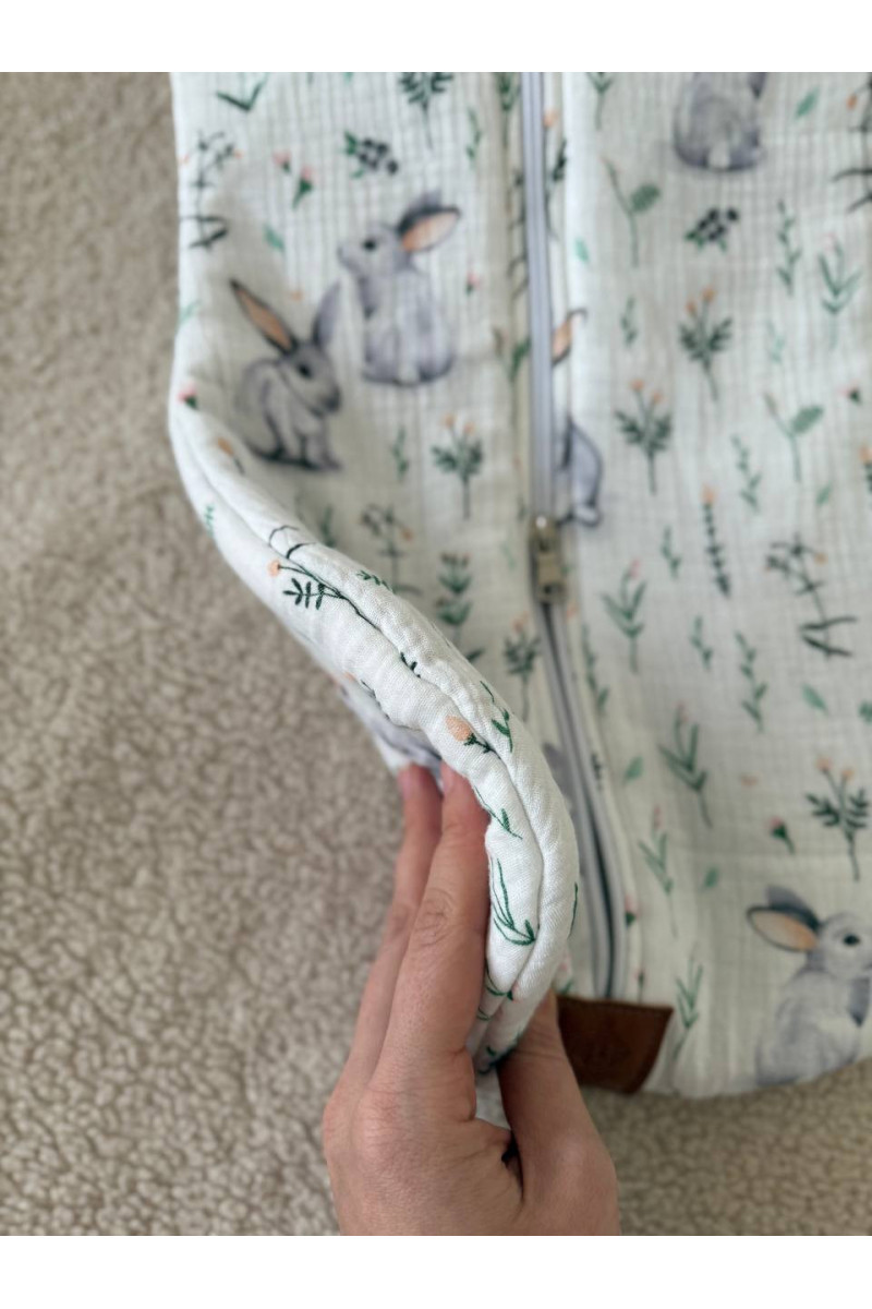 Gigoteuse emmaillotage  bébé TOG 2 en double gaze de coton  imprimé lapin – Fait main
