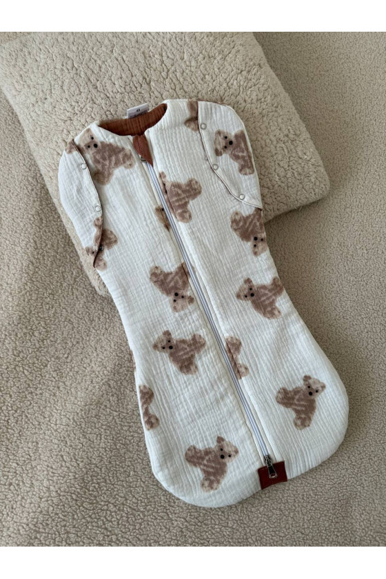 Gigoteuse bébé TOG 2  en double gaze de coton  imprimé oursons – Fait main