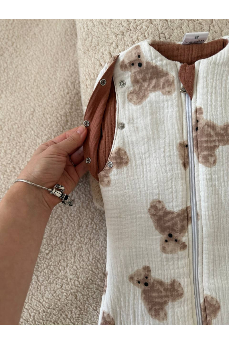Gigoteuse bébé TOG 2  en double gaze de coton  imprimé oursons – Fait main
