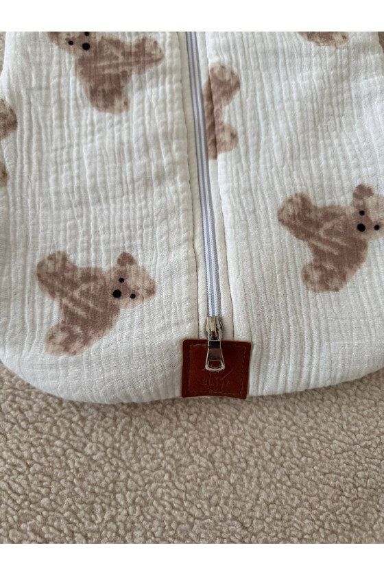 Gigoteuse emmaillotage  bébé TOG 2  en double gaze de coton  imprimé oursons – Fait main