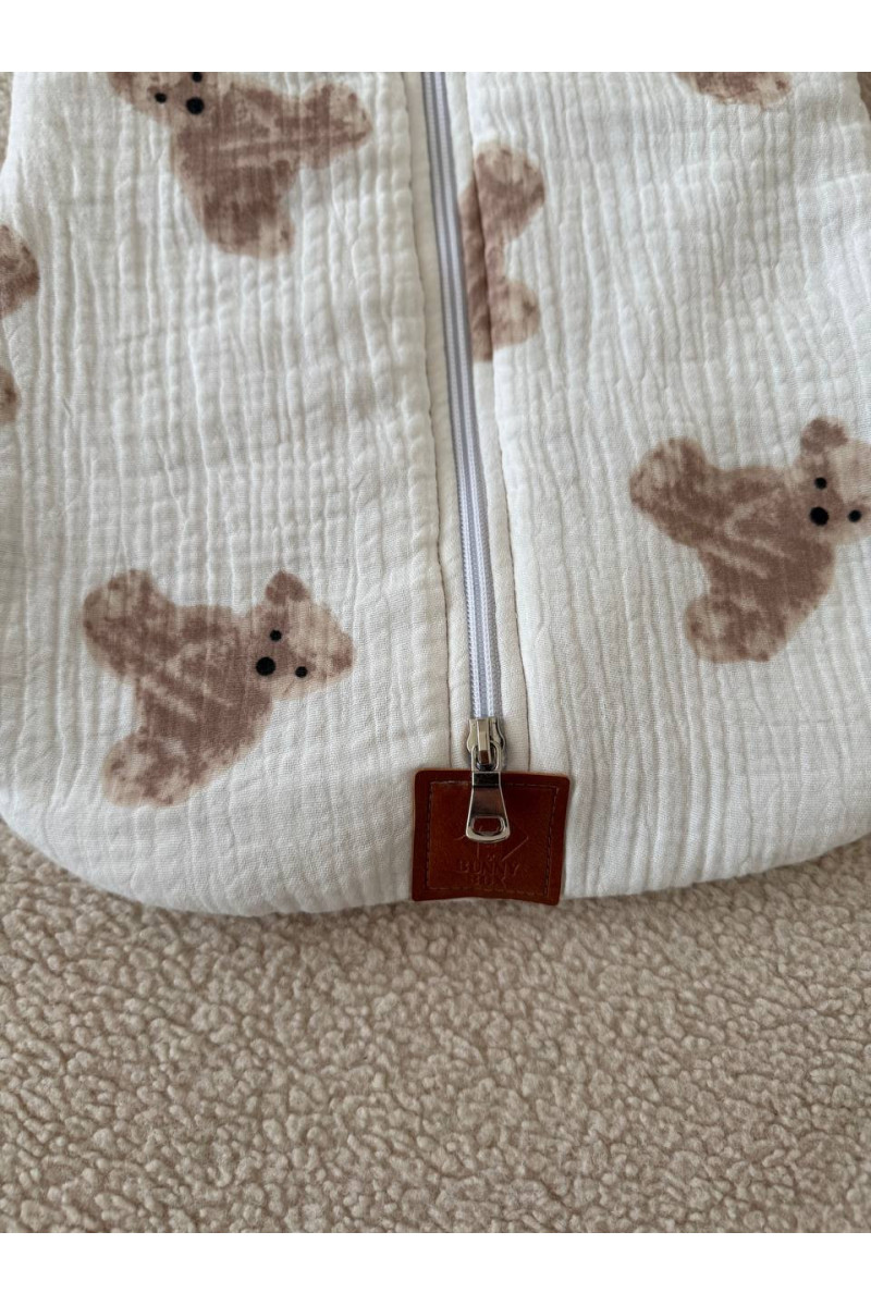 Gigoteuse emmaillotage  bébé TOG 2  en double gaze de coton  imprimé oursons – Fait main