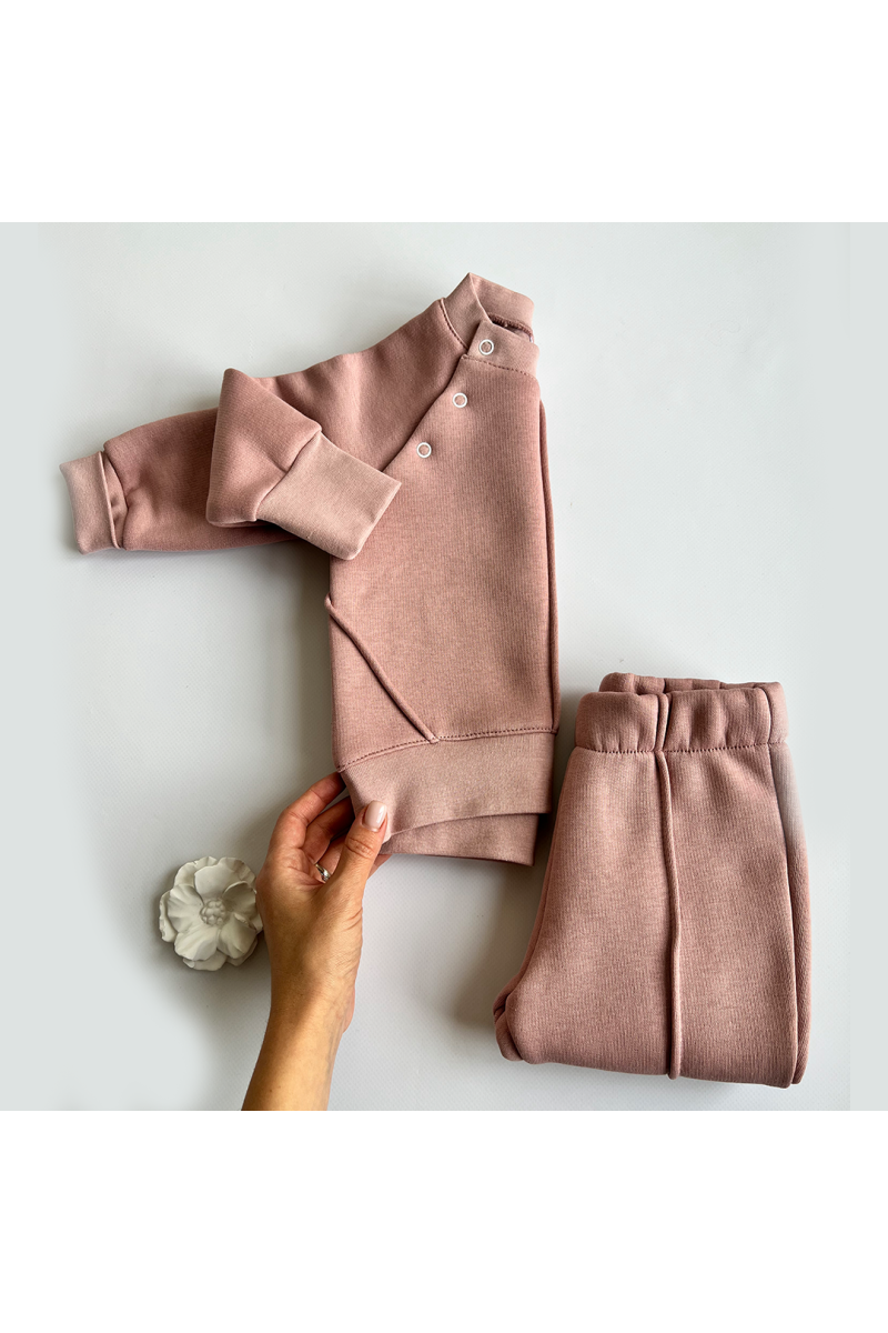 Ensemble pantalon et veste rose-poudré 62-86