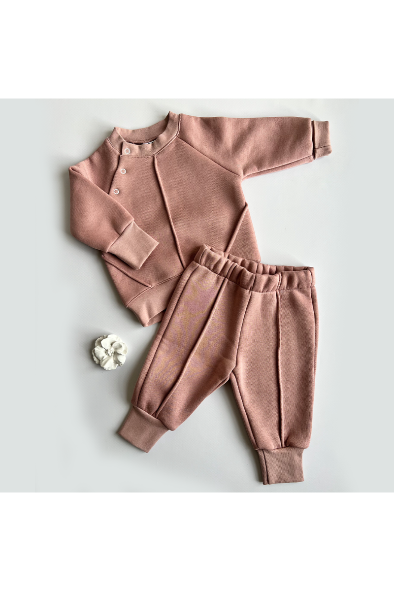 Ensemble pantalon et veste rose-poudré 62-86