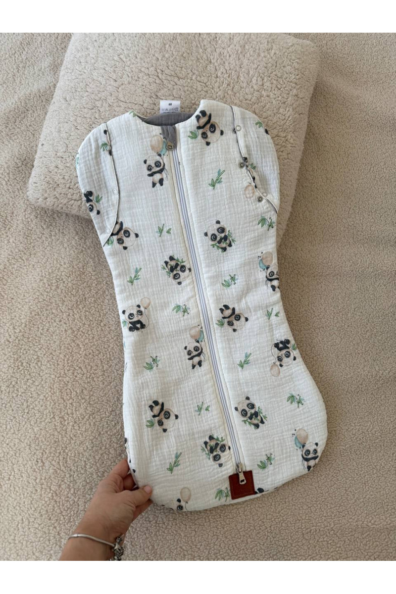 Gigoteuse bébé TOG 2 en double gaze de coton  imprimé panda – Fait main