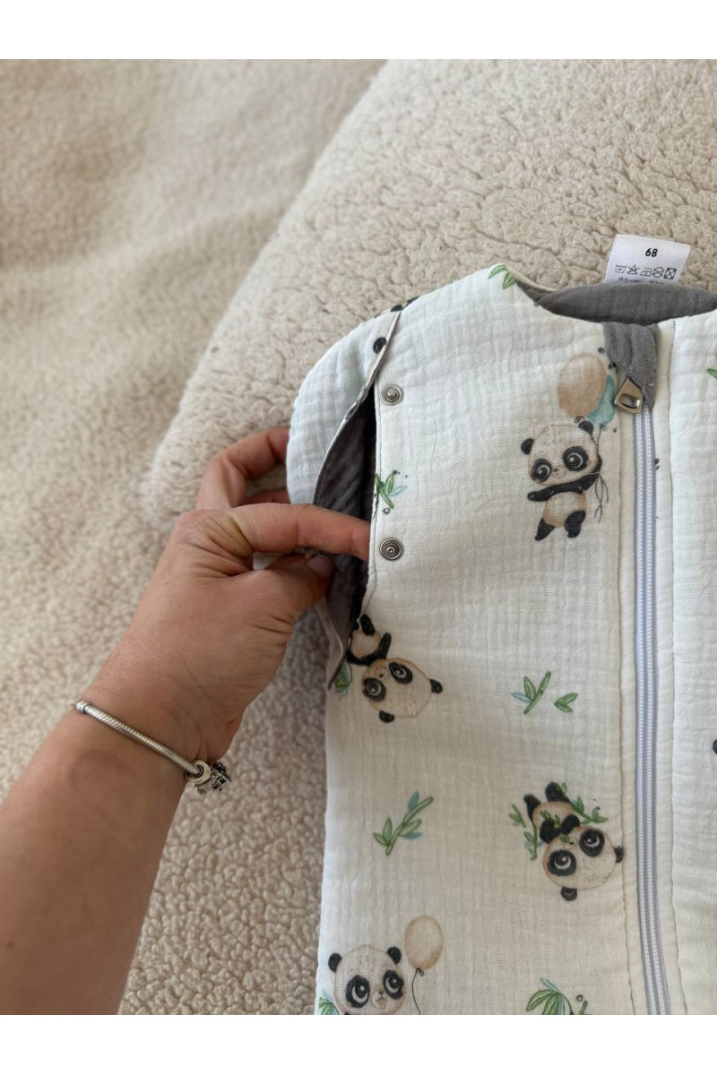 Gigoteuse bébé TOG 2 en double gaze de coton  imprimé panda – Fait main