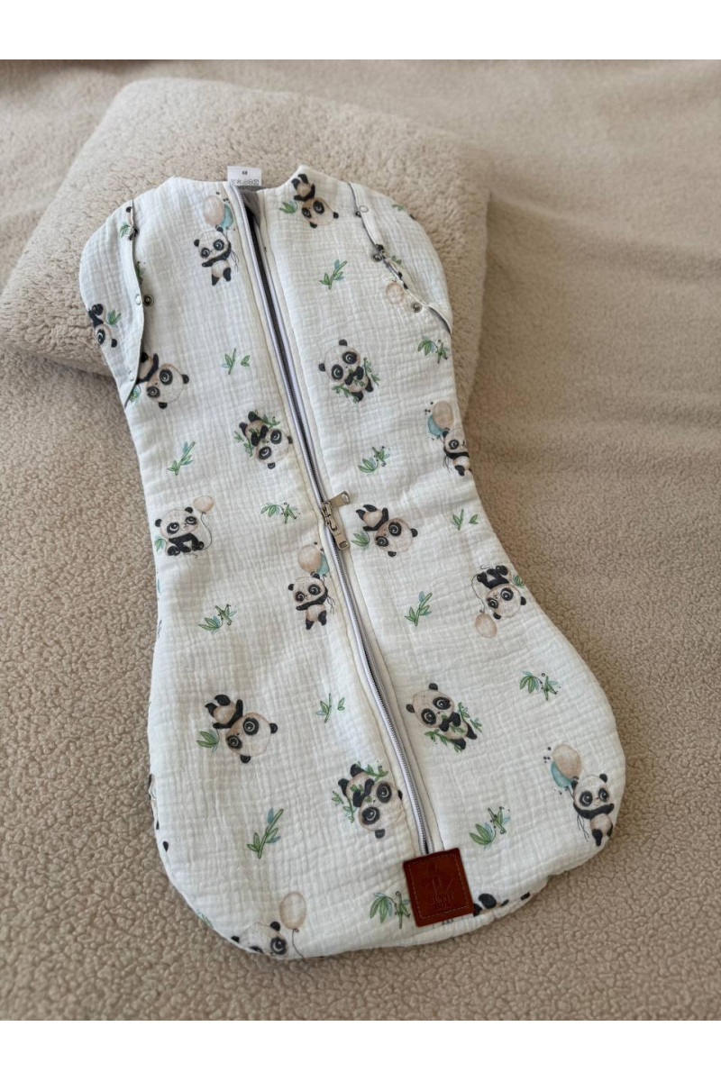 Gigoteuse bébé TOG 2 en double gaze de coton  imprimé panda – Fait main