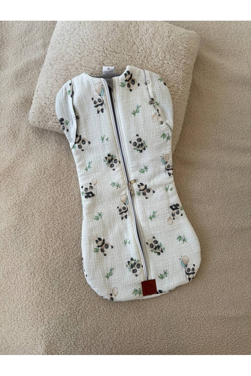Gigoteuse bébé TOG 2 en double gaze de coton  imprimé panda – Fait main