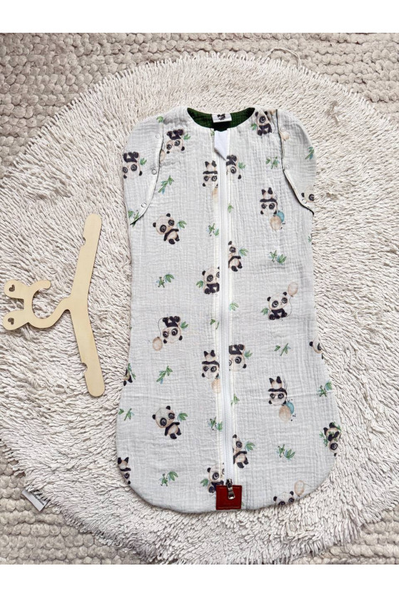 Gigoteuse emmaillotage bébé TOG 1.0 en double gaze de coton  imprimé panda – Fait main