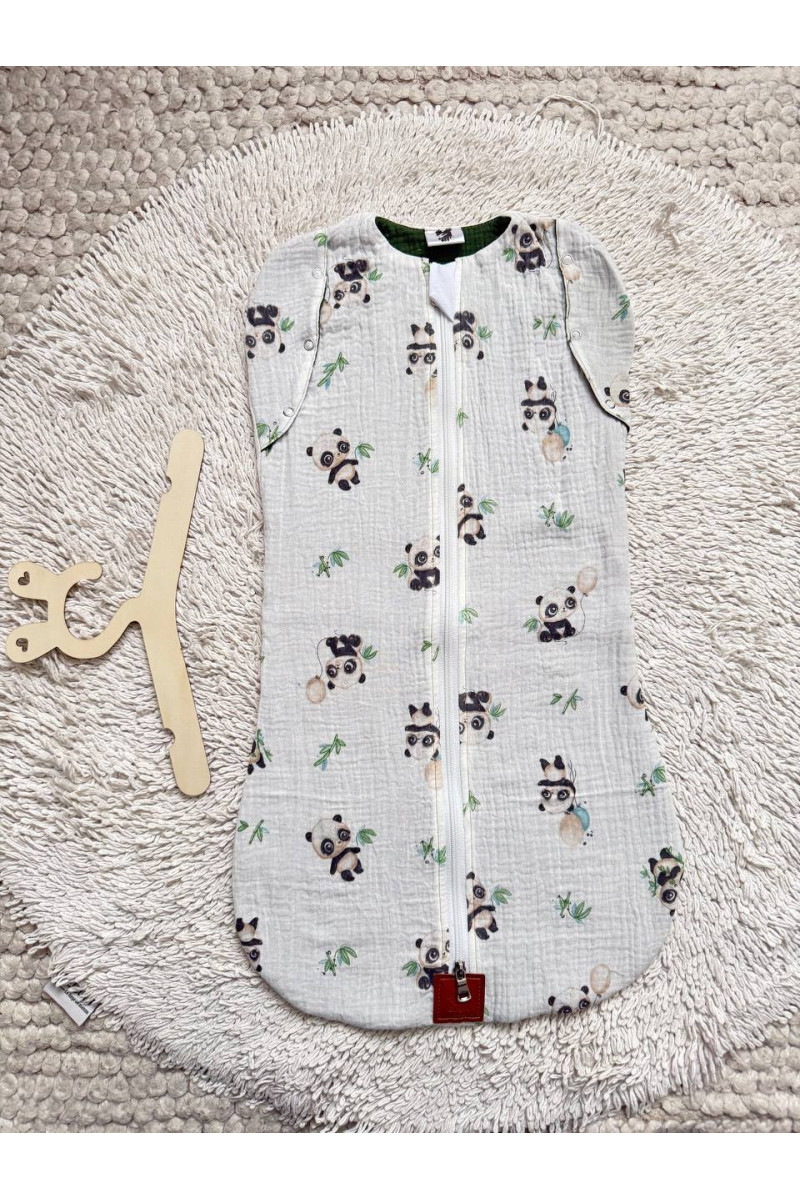 Gigoteuse emmaillotage bébé TOG 1.0 en double gaze de coton  imprimé panda – Fait main