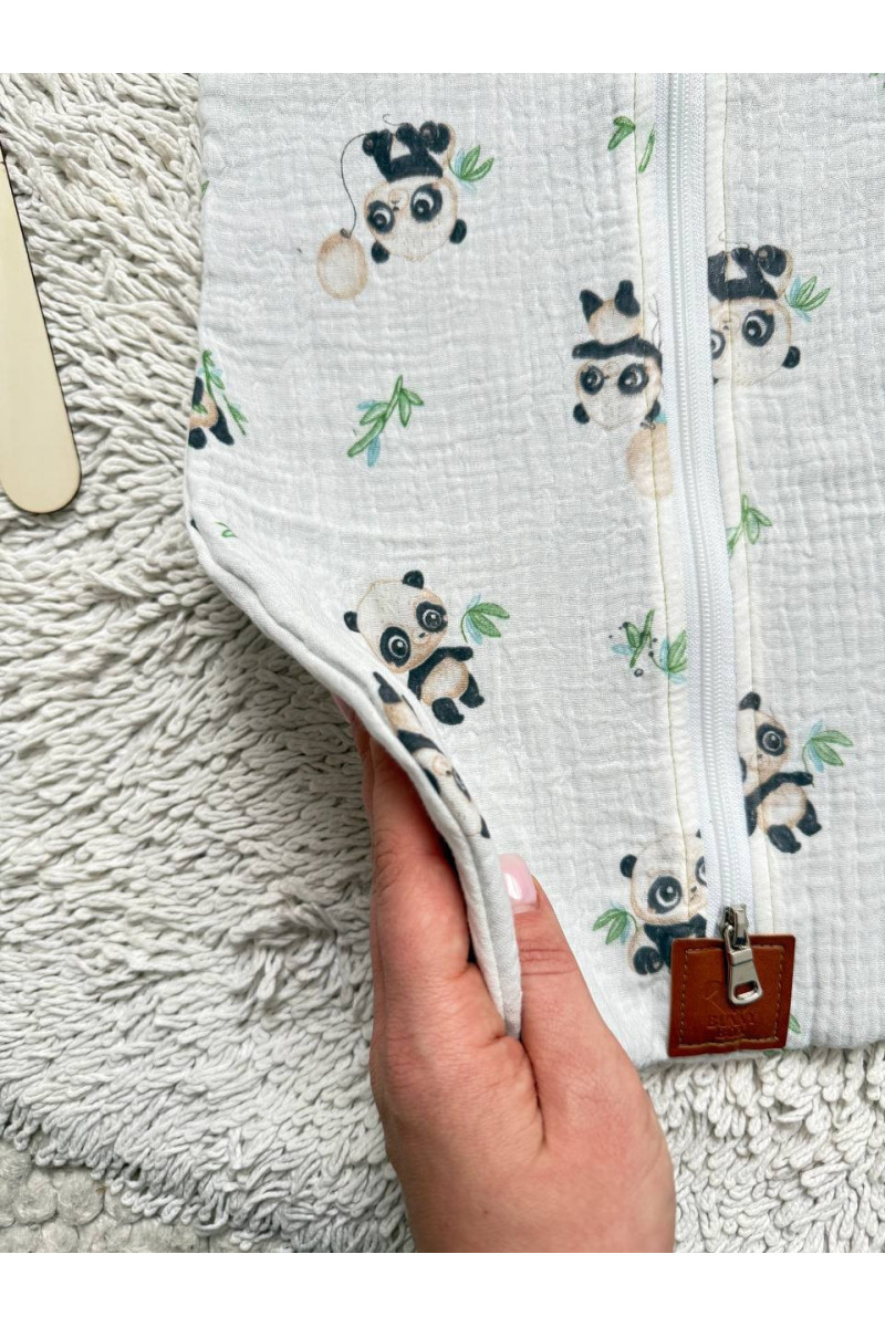 Gigoteuse emmaillotage bébé TOG 1.0 en double gaze de coton  imprimé panda – Fait main
