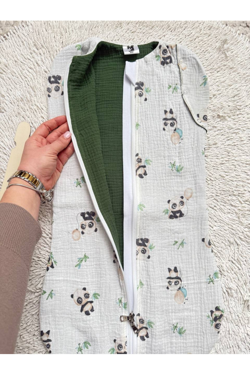 Gigoteuse emmaillotage bébé TOG 1.0 en double gaze de coton  imprimé panda – Fait main