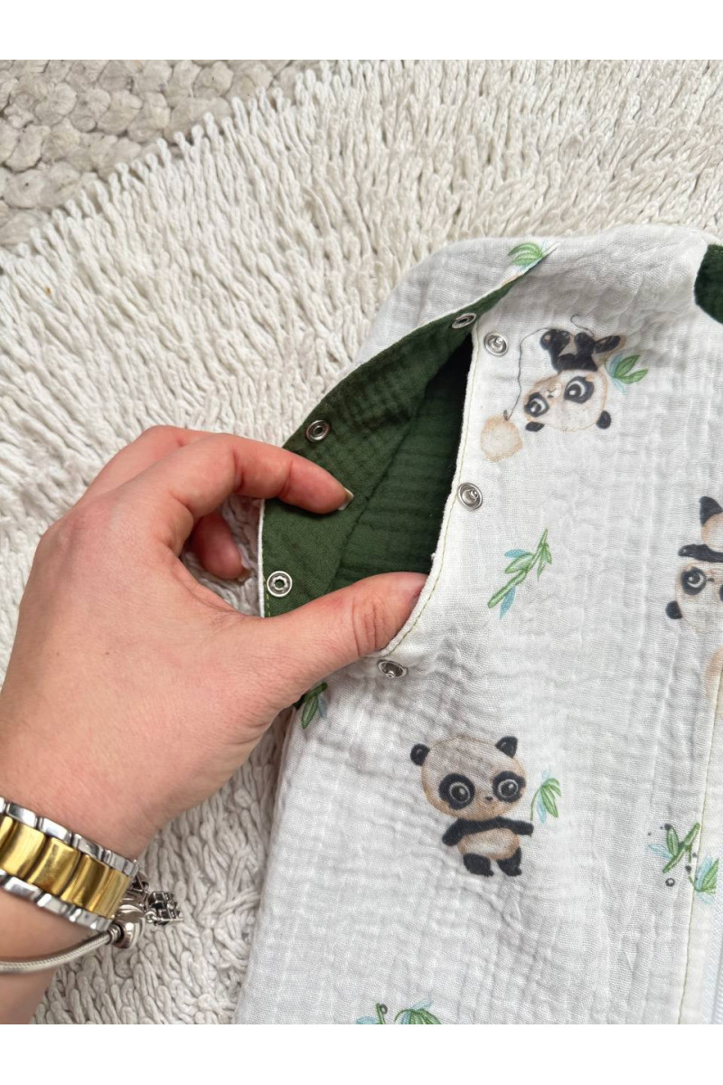Gigoteuse emmaillotage bébé TOG 1.0 en double gaze de coton  imprimé panda – Fait main