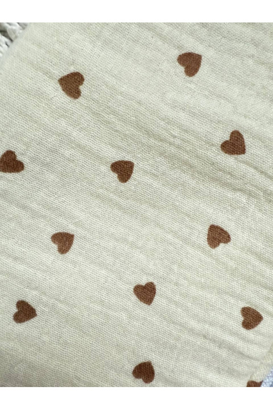 Gigoteuse emmaillotage bébé TOG 2  en double gaze de coton  imprimé cœur en créme – Fait main