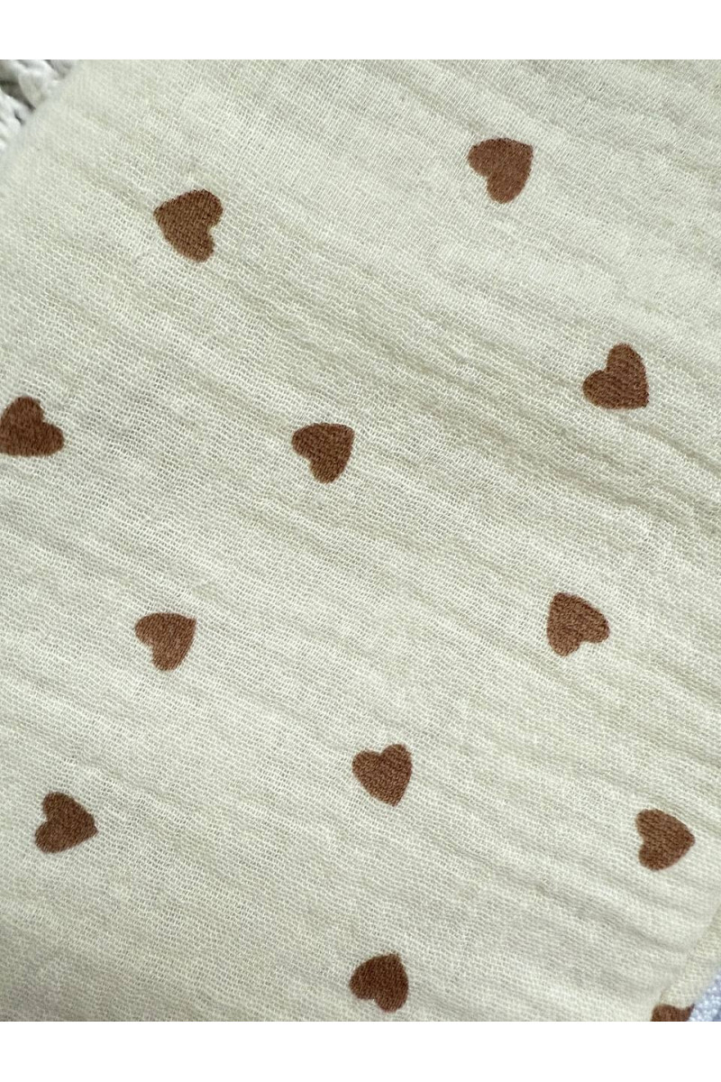 Gigoteuse emmaillotage bébé TOG 2  en double gaze de coton  imprimé cœur en créme – Fait main