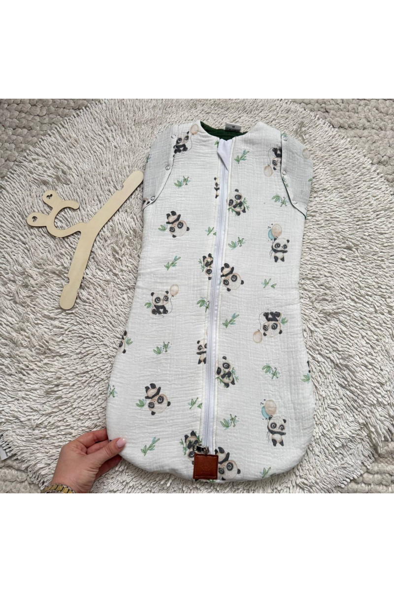 Gigoteuse emmaillotage bébé TOG 2 en double gaze de coton  imprimé panda – Fait main