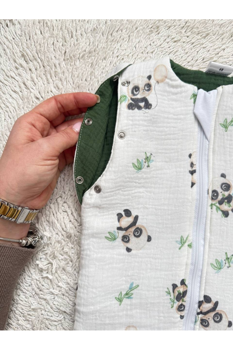 Gigoteuse emmaillotage bébé TOG 2 en double gaze de coton  imprimé panda – Fait main