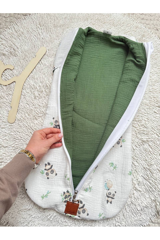 Gigoteuse emmaillotage bébé TOG 2 en double gaze de coton  imprimé panda – Fait main