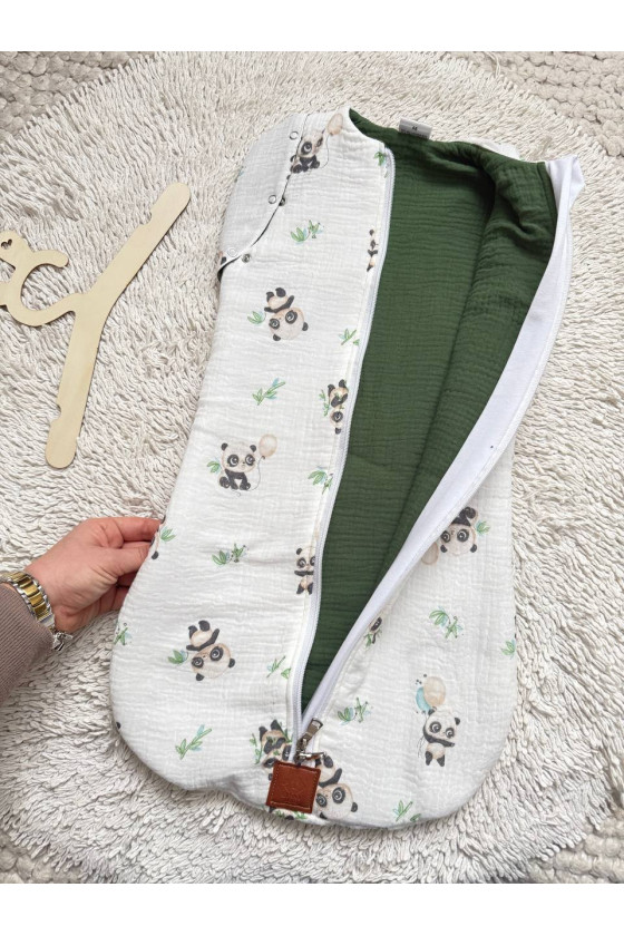 Gigoteuse emmaillotage bébé TOG 2 en double gaze de coton  imprimé panda – Fait main