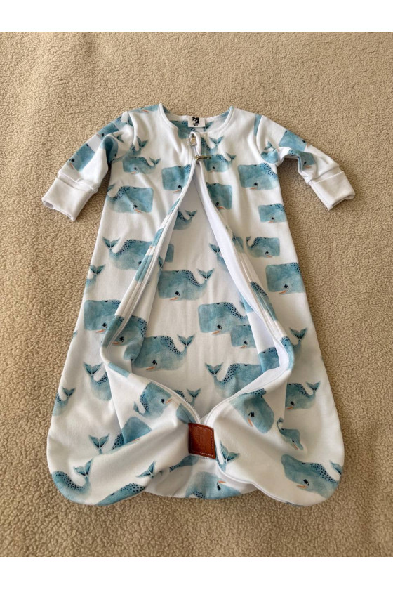 Gigoteuse bébé TOG 1.5 l – manches longues avec moufles intégrées – turbulette mi-saison respirante faite main