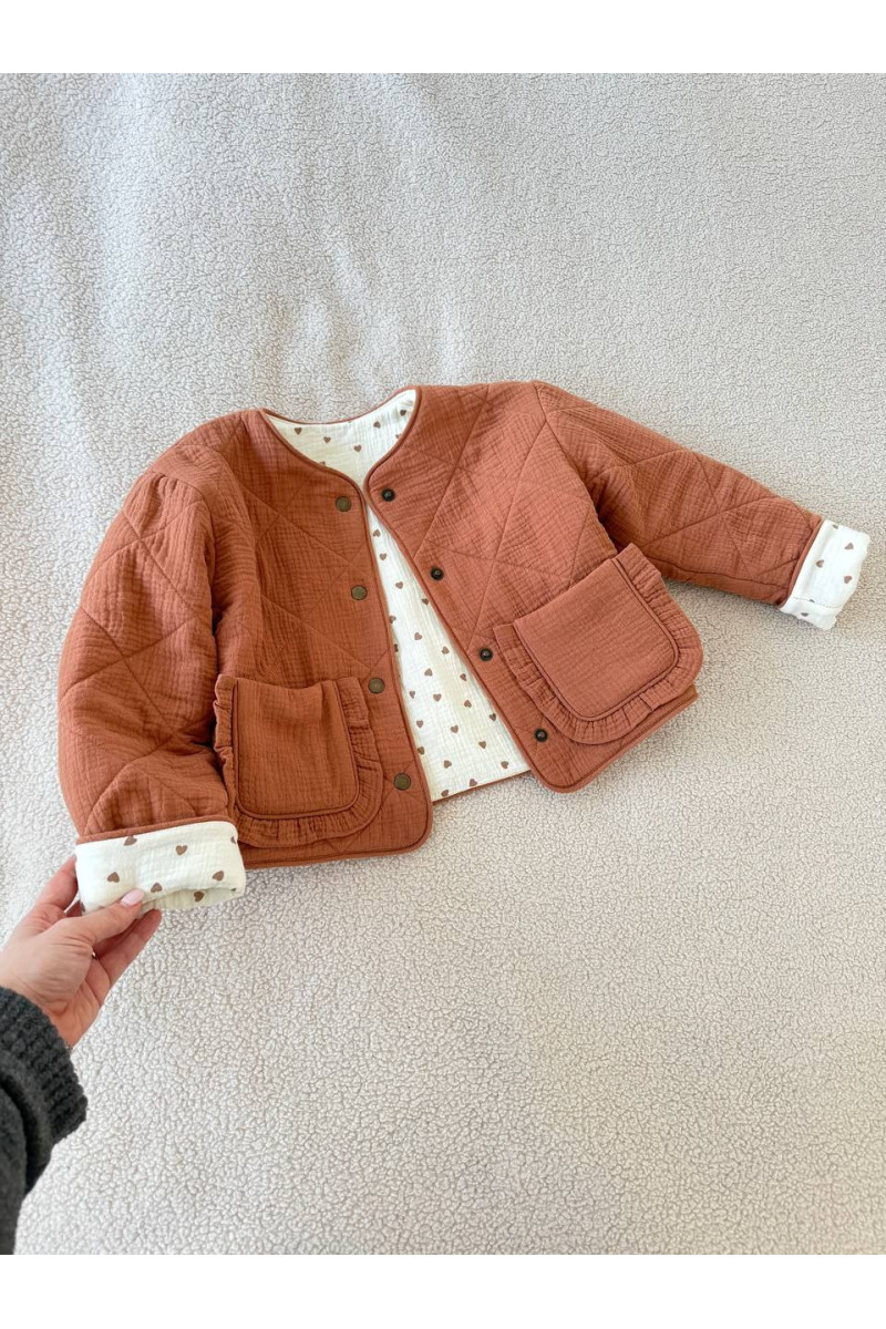Veste enfant double gaze de coton – bomber bébé mi-saison fait main – coton naturel respirant – 74-134 cm