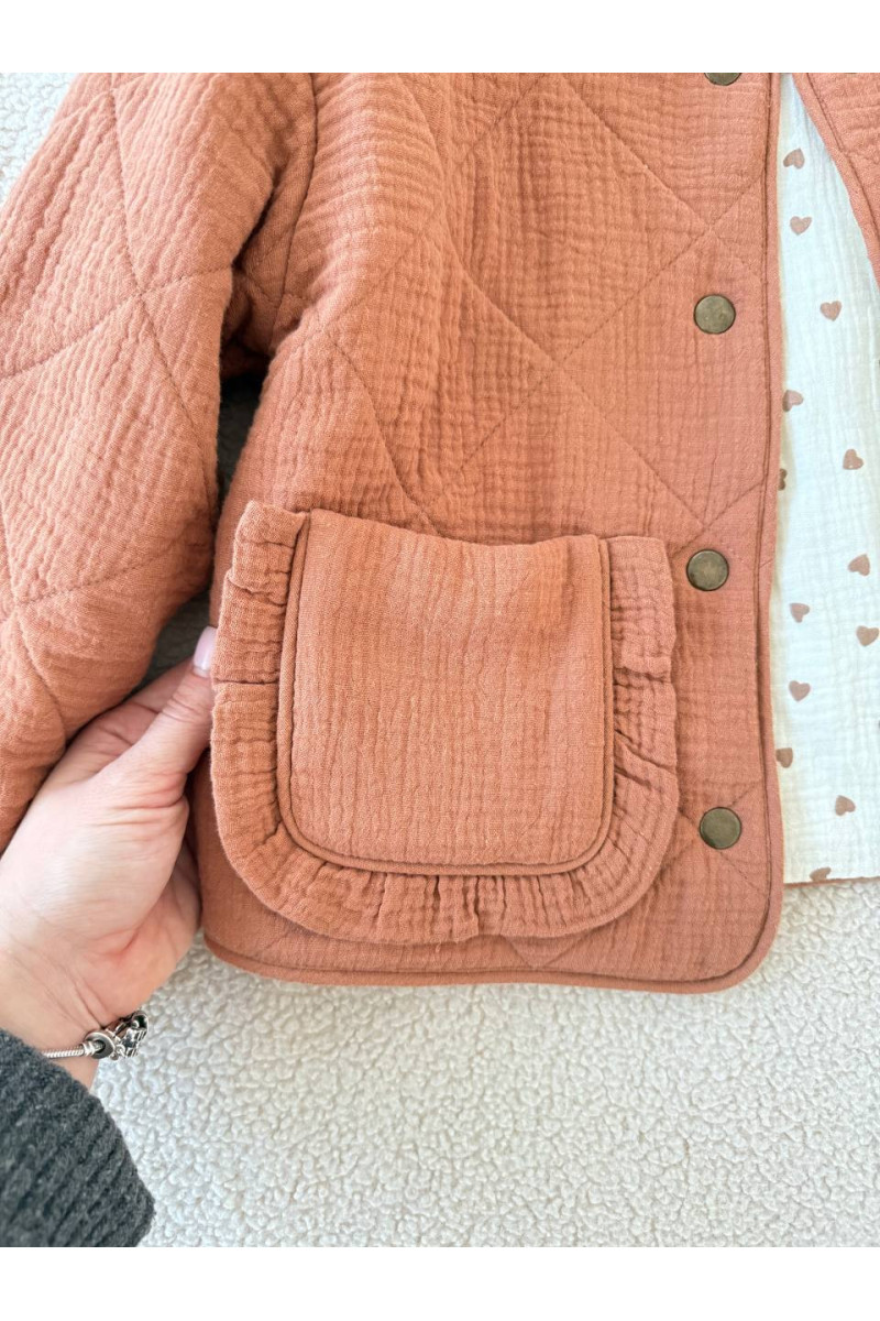 Veste enfant double gaze de coton – bomber bébé mi-saison fait main – coton naturel respirant – 74-134 cm