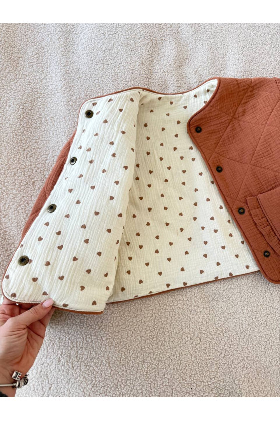 Veste enfant double gaze de coton – bomber bébé mi-saison fait main – coton naturel respirant – 74-134 cm