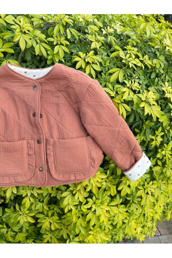 Veste enfant double gaze de coton – bomber bébé mi-saison fait main – coton naturel respirant – 74-134 cm